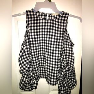 Ruffle Cold Shoulder Crop Top